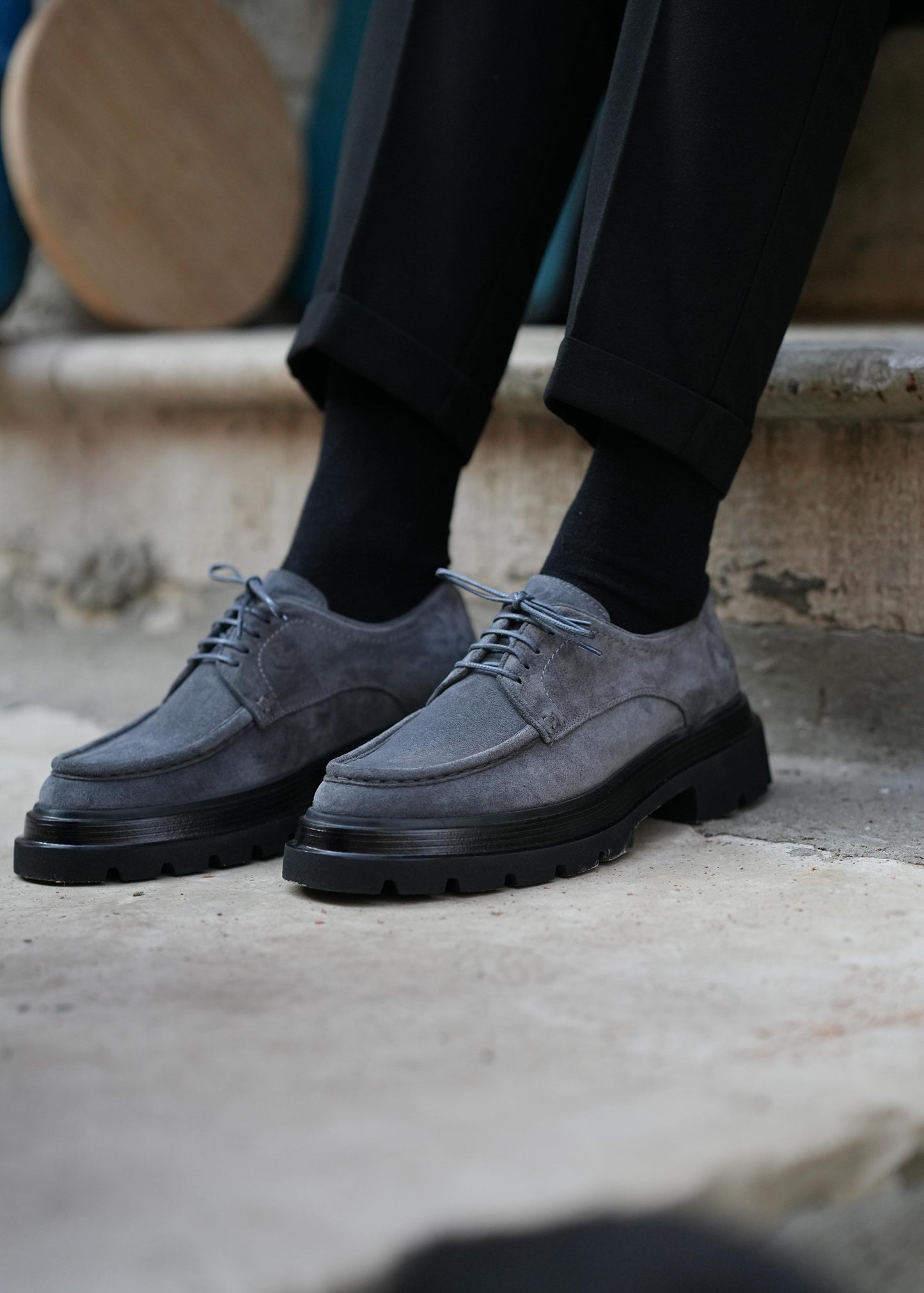 Chaussures Casual Homme Italiennes en Daim Véritable