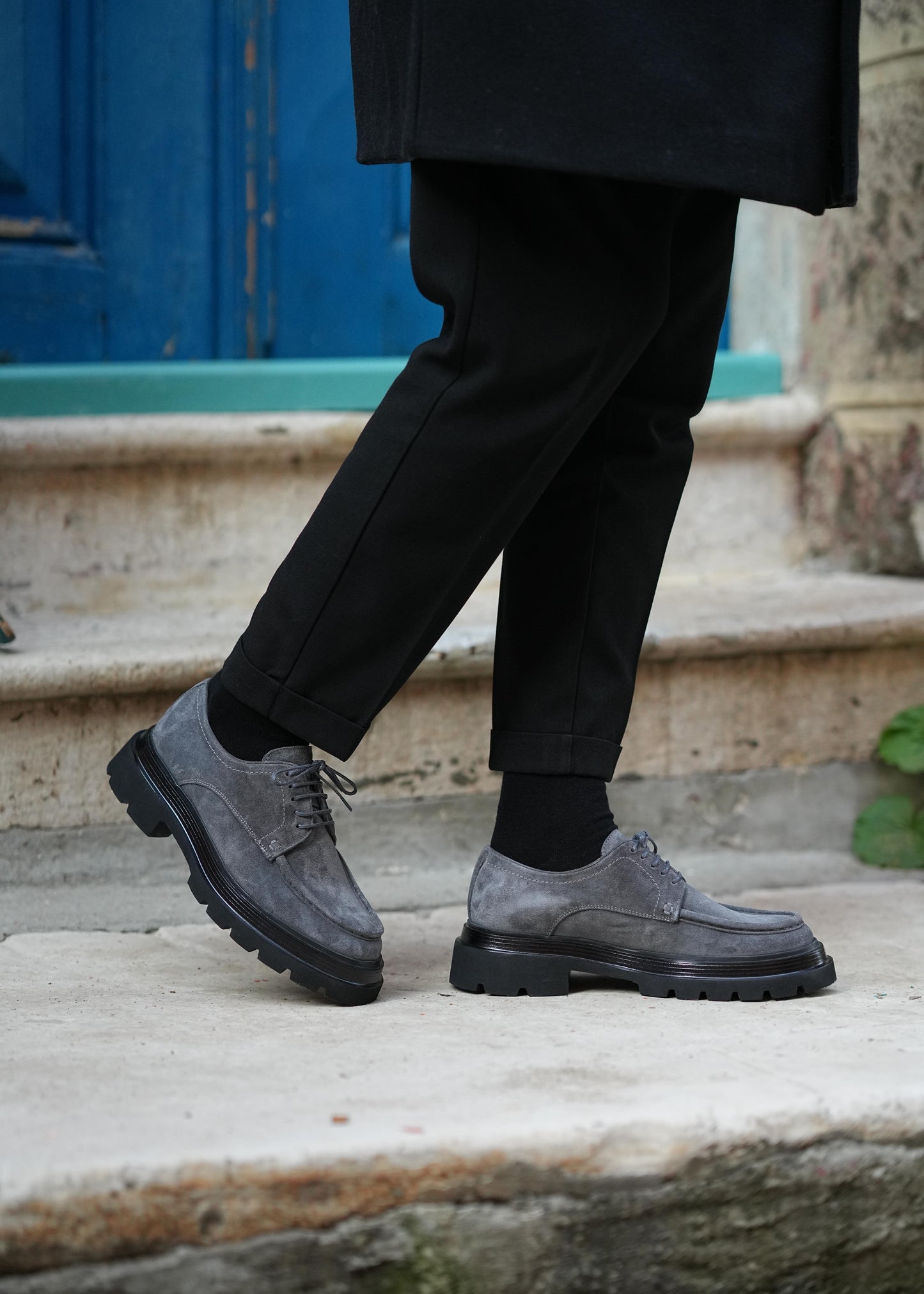 Chaussures Casual Homme Italiennes en Daim Véritable
