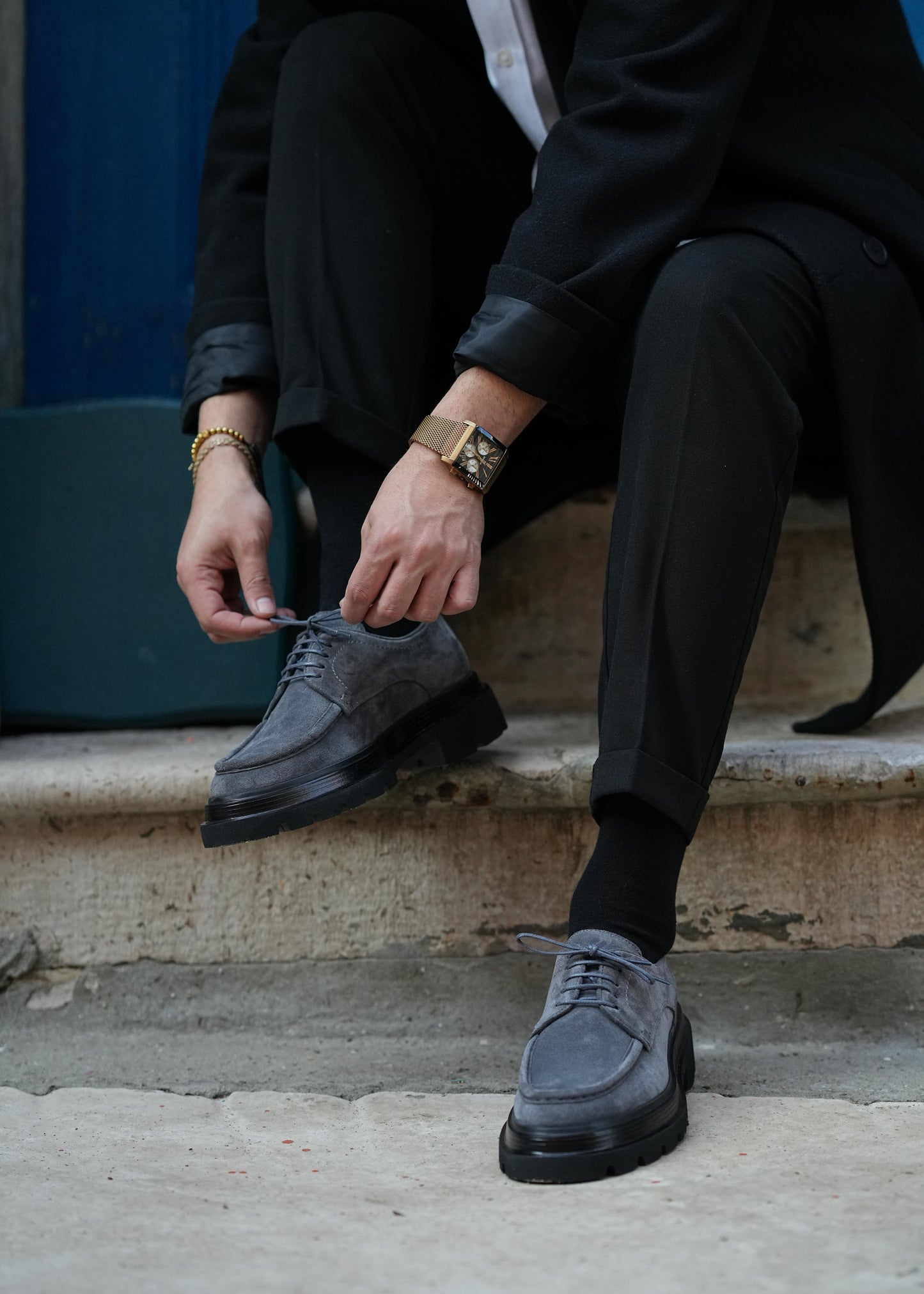 Chaussures Casual Homme Italiennes en Daim Véritable
