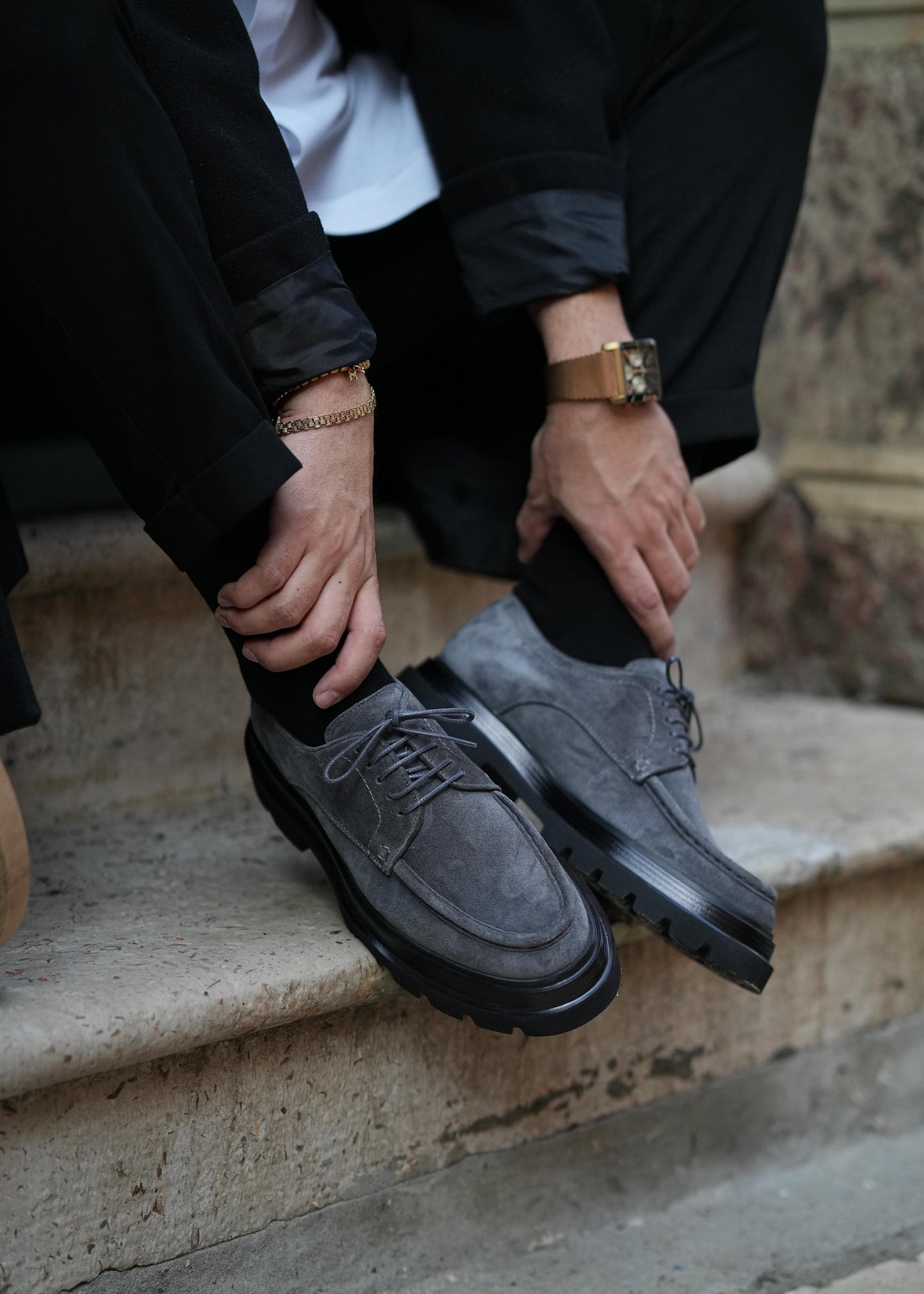 Chaussures Casual Homme Italiennes en Daim Véritable