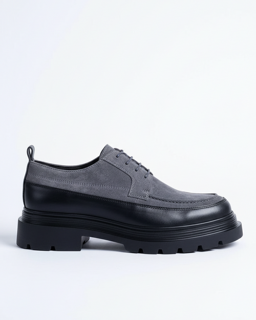 Photorealistic gray and black platform oxford shoes